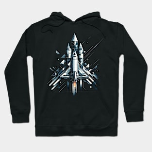 Futuristic Flight: NASA's Rocket in Geometric Vision Hoodie